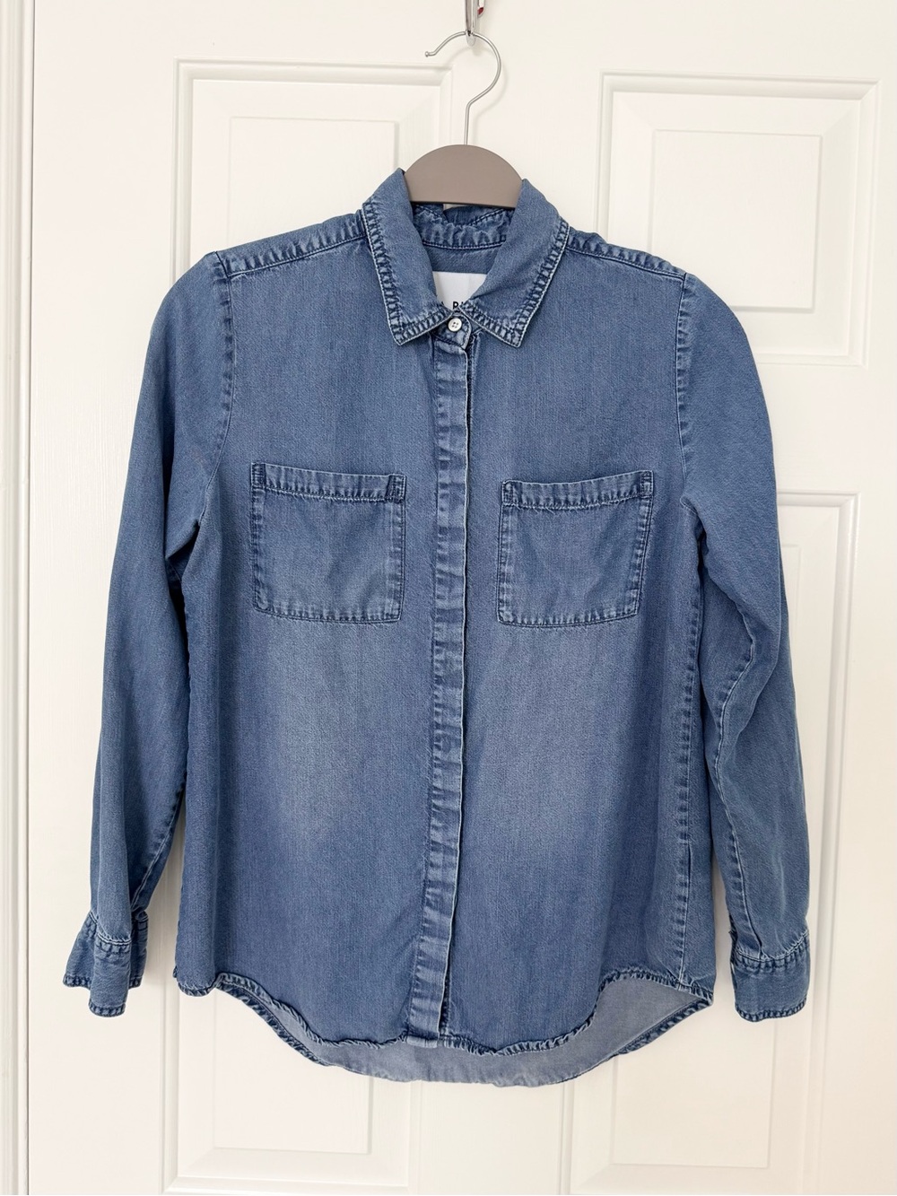 Lola River Chambray Tencel Button Front Shirt Blue Long Sleeve Size XS